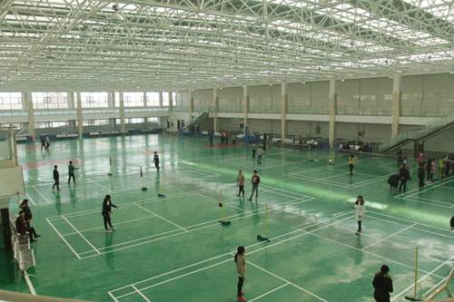 石家庄工程职业学院室内体育馆一角